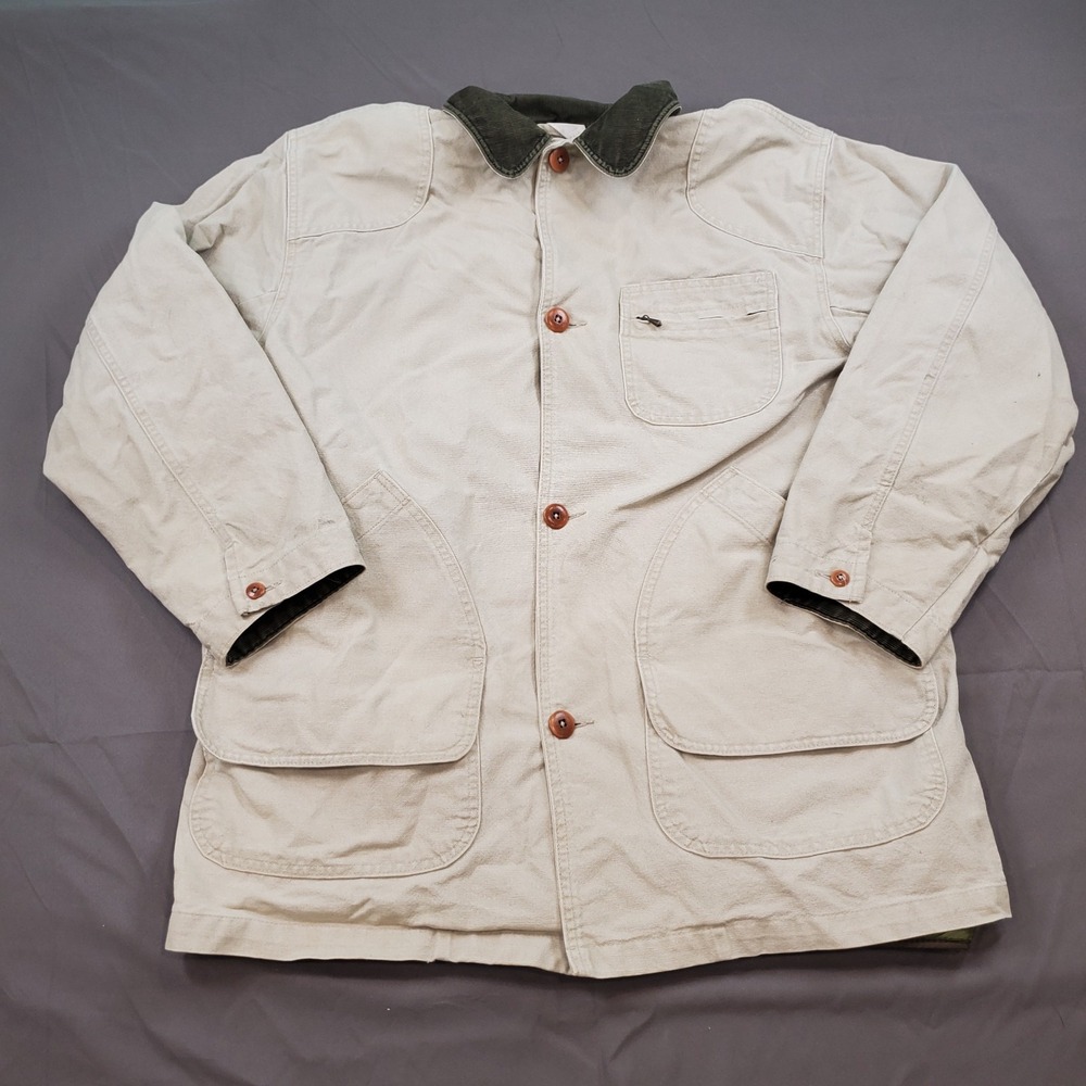 vtg LL BEAN flannel primaloft lined canvas field coat L TALL barn chore jacket
